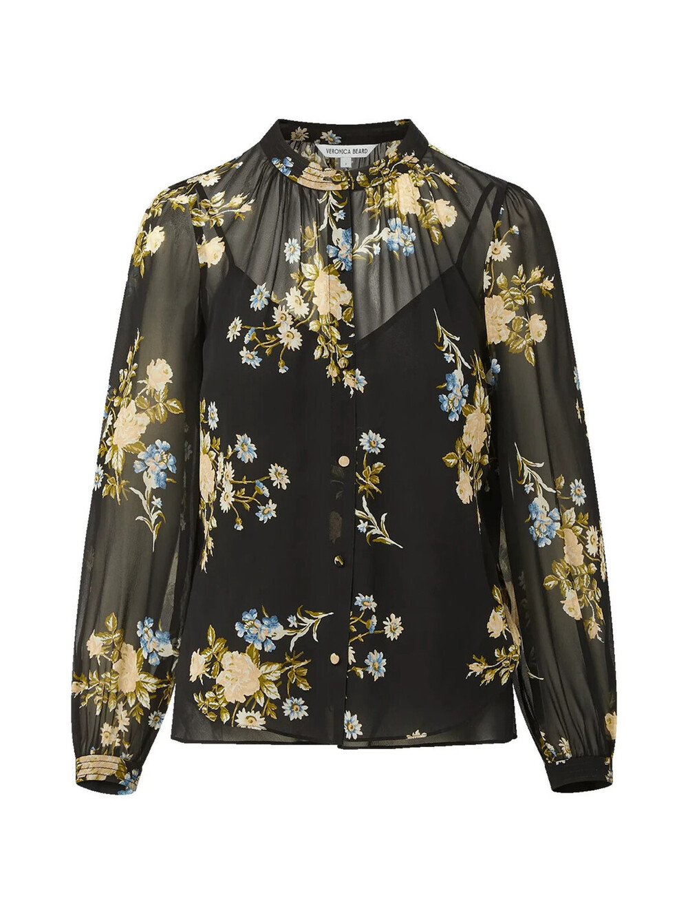 NEW, VERONICA BEARD Ashlynn Silk Chiffon Blouse in Black Sz 10 #T4114